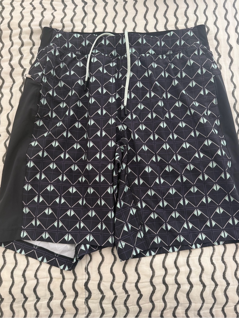 lululemon athletica Black Shorts with Mint Geometric Print